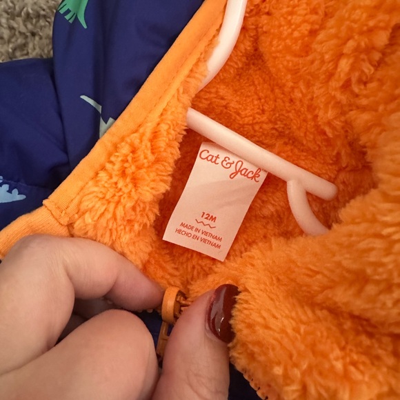 NWT Cat & Jack 12m reversible puffer Jacket with Dinosaur Print - Picture 2 of 6